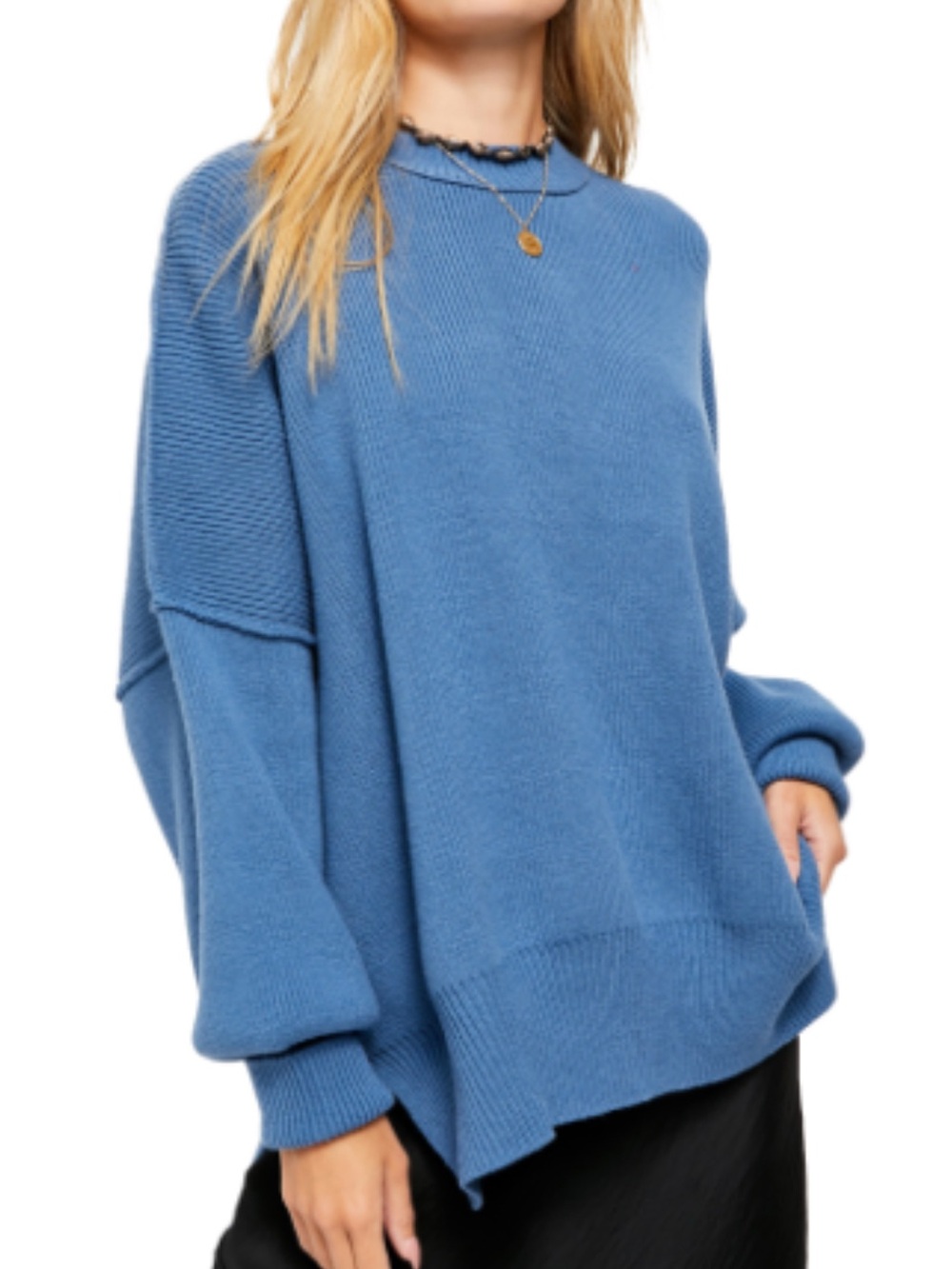 Free People Easy Street Tunic Sweater - Sky Blue